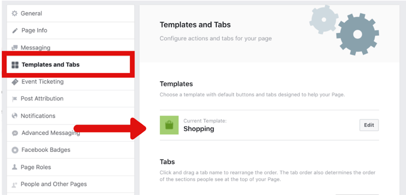 hvordan du endrer Facebook-siden til Shopping-mal i Innstillinger