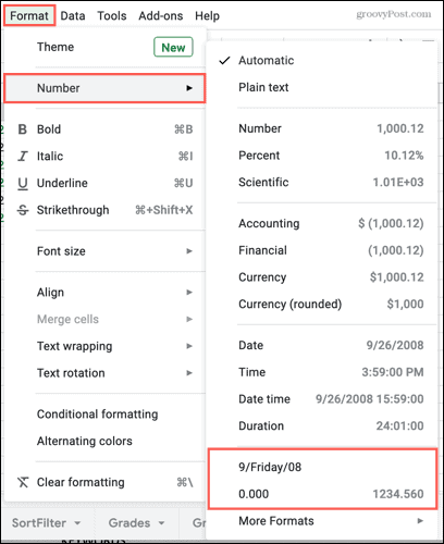 Gjenbruk egendefinerte nummerformater i Google Sheets