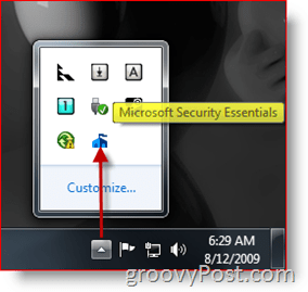 Microsoft Security Essentials oppgavelinje Ikon / lansering