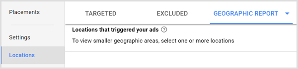 Google Adwords geografiske rapportfane