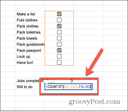 google sheets telleformel