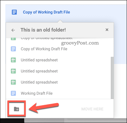 Lage en ny mappe å flytte filer til i Google Disk