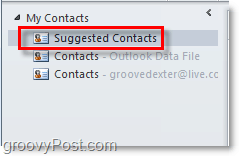 Foreslåtte kontakter i Outlook 2010