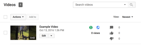 YouTube-videoer med inntektsgenerering viser et grønt dollartegn