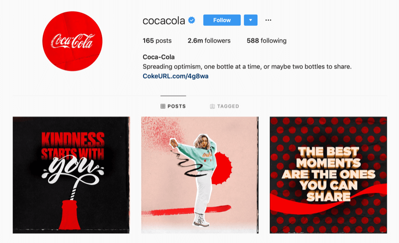 Instagram-profil for Coca-Cola