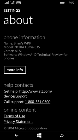 Windows 10 Teknisk forhåndsvisning for telefoner