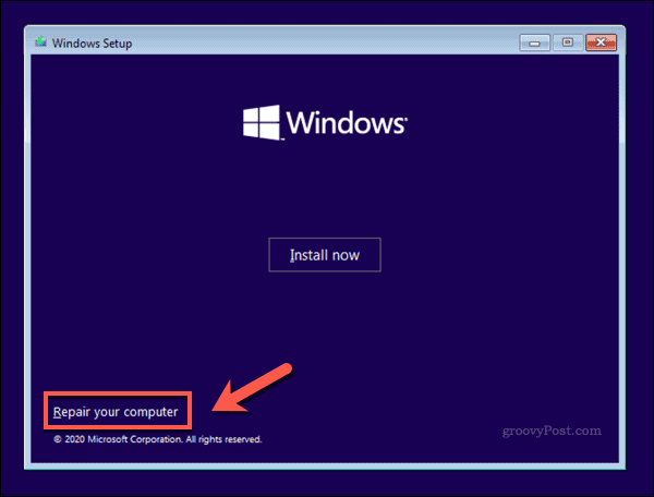 Windows 10 Installer-skjermen