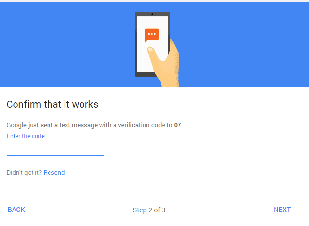 Google 2-trinns bekreftelseskode
