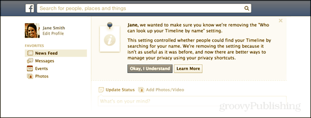 Facebook fjerner alternativet for personvern for å skjule profil fra søk