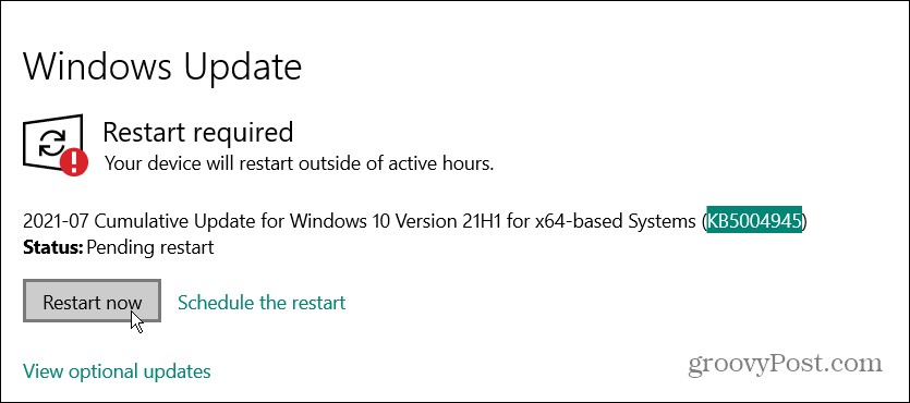start Windows 10 Emergency Update på nytt