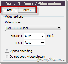 Pazera velger mellom AVI eller MPG for videokonvertering