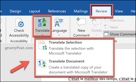Alternativer for å oversette et Word-dokument