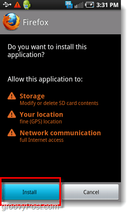 installer firefox på Android