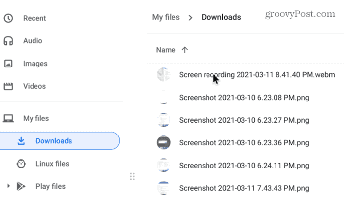 Nedlastinger mappe Chromebook