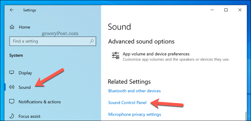 Åpne lydkontrollpanelet på Windows 10