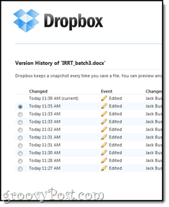 Dropbox versjonering og sikkerhetskopiering