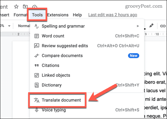 Oversett et dokument i Google Dokumenter