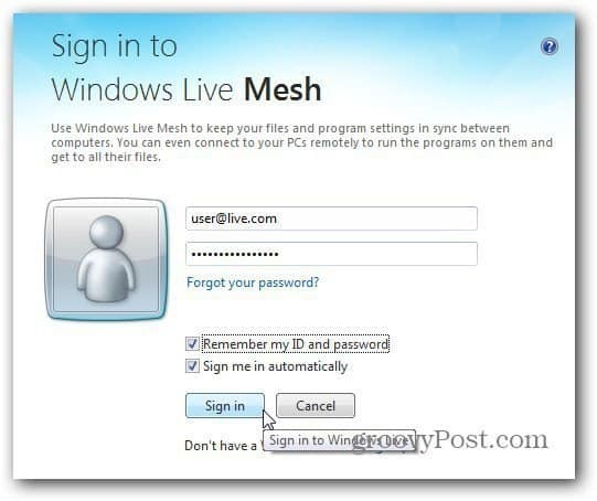 logg på Windows Live
