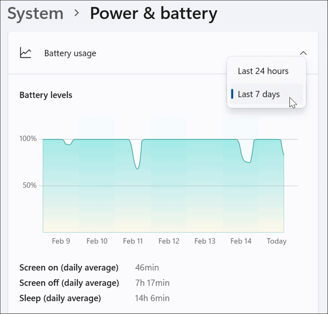 sjekk gjenværende batteritid på Windows 11-innstillingene