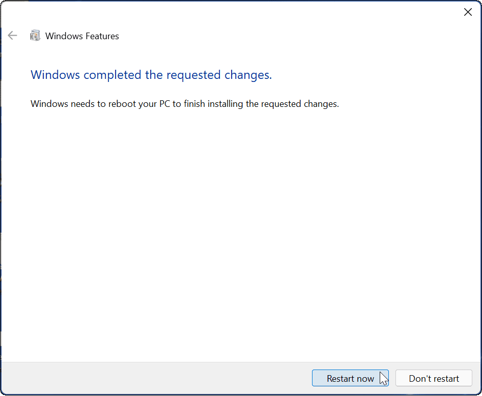 start oppsett av Windows Sandbox på nytt på Windows 11