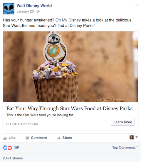 Walt Disney World facebook innlegg