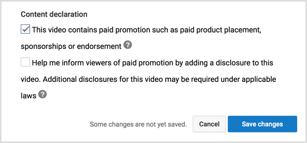 YouTube-innholdsdeklarasjon