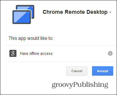 Chrome Remote Desktop PC autoriserer