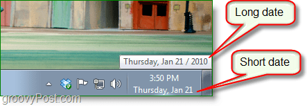Windows 7-skjermbilde - lang dato vs. kort dato