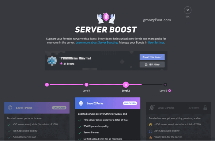 Discord Server Boost Page