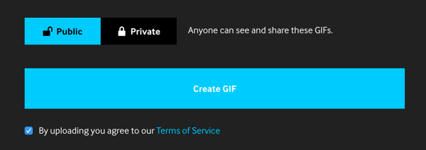 Sett GIF-en din til Offentlig hvis du vil dele den på dine sosiale mediekanaler.