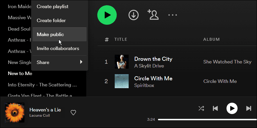 Lag en spilleliste privat på Spotify