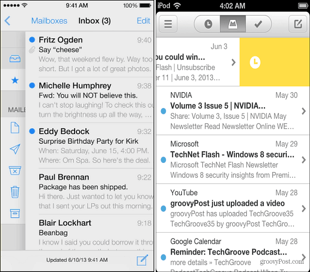 Mail iOS 7 og Mailbox App