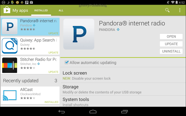 Pandora Oppdater Google Play Store