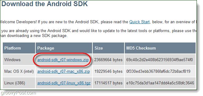 Last ned Android SDk