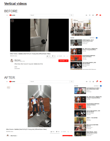 YouTube oppdaterte måten vertikale videoer vises på skrivebordet.