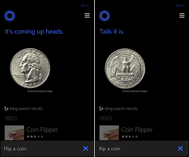 Cortana Vend en mynt