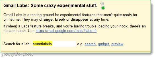 gmail labs søkefilter