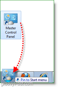 Windows 7 skjermbilde -drag master kontrollpanel for å starte menyen