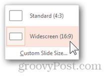 standard bredformat presentasjon aspektforhold powerpoint størrelse justere