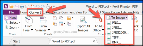 Konvertere PDF til et bilde ved hjelp av PhantomPDF