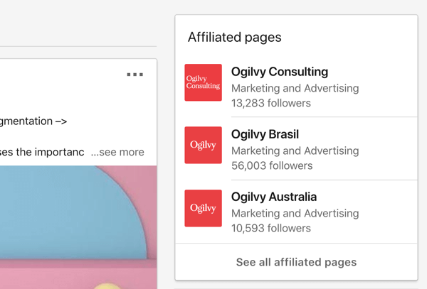 Ogilvy's tilknyttede LinkedIn-selskapssider.