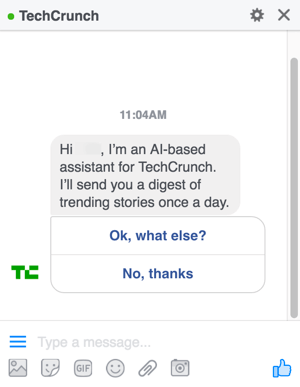 Når du designer din Facebook Messenger chatbot, gir du brukerne muligheter for å hjelpe dem gjennom menyene dine.