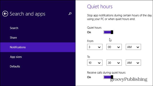 Stille timer i Windows 8.1 lar deg deaktivere appvarsler