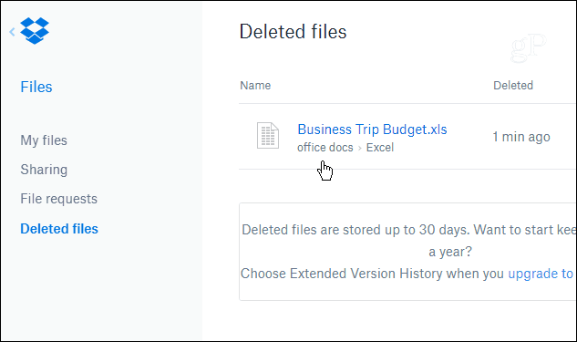 Gjenopprett slettede eller tidligere versjoner av filer fra Dropbox
