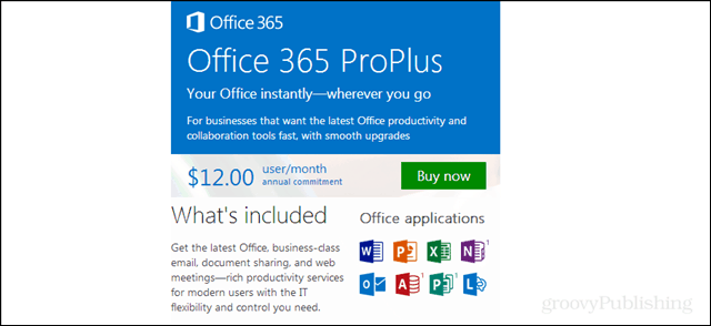 Office 365 proplus prising, inkludert applikasjoner