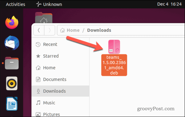Åpne Microsoft Teams-installasjonsfilen på Ubuntu