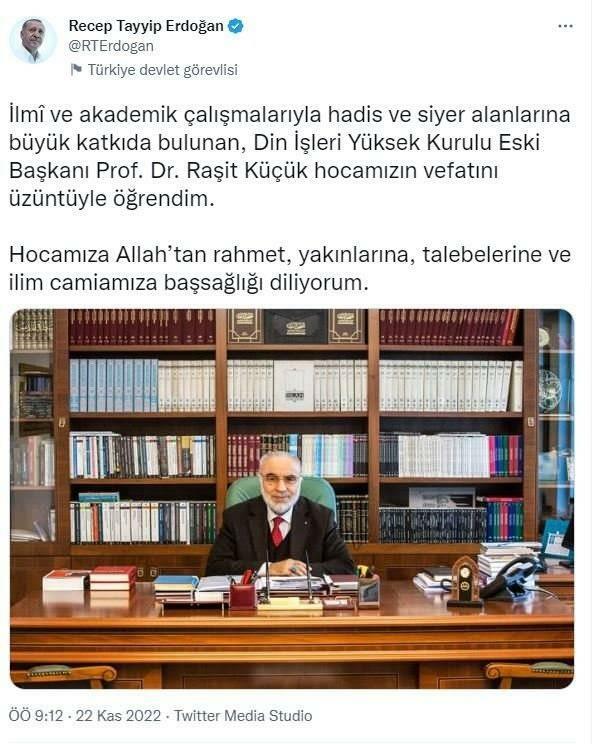 President Erdogans kondolansemelding