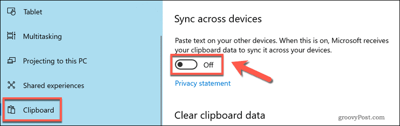 Aktiver synkronisering av skyutklippstavlen i Windows 10