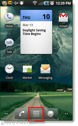 android startskjerm app-knapp