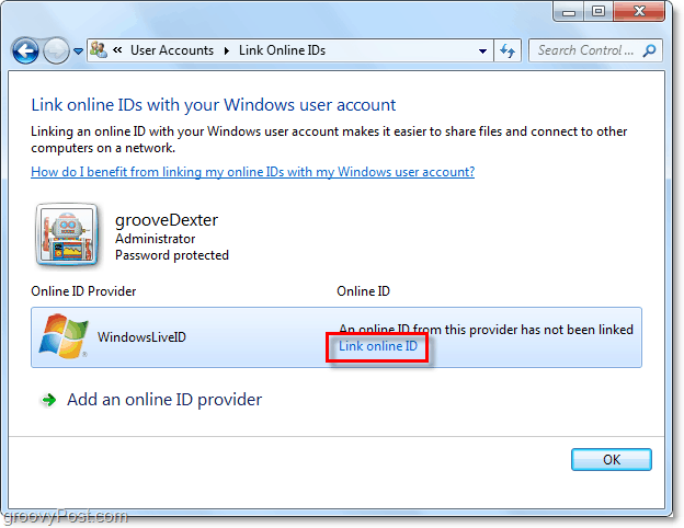 koble Windows Live ID til Windows 7-kontoen